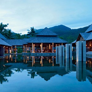 Constance Ephelia Seychelles resort view nighttime