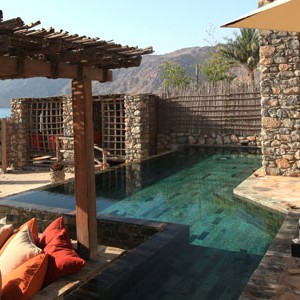 six senses zighy bay pool villa on the beach