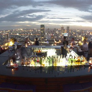 Banyan Tree Bangkok roof top bar views over the city