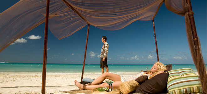 Sandals Grande Antigua Resort & spa beach day bed and cabana