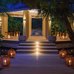 Luxury Maldives Holiday Packages Baglioni Maldives Resorts Baglioni SPA Entrance Deck At Night