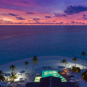 Luxury Maldives Holiday Packages Baglioni Maldives Resorts Beach Aerial View At Sunset