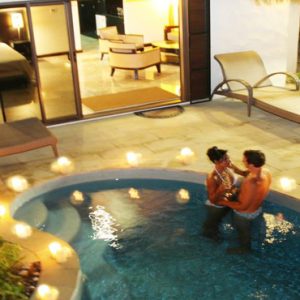 Couple In Villa Pool Crown Beach & Spa Resort Rarotonga Cook Island Holidays