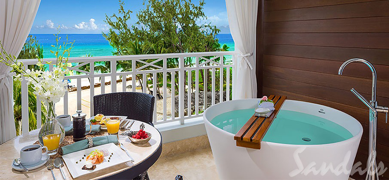 luxury Barbados holiday Packages Sandals Barbados Beachfront Club Level Suite With Balcony Tranquility Soaking Tub 2