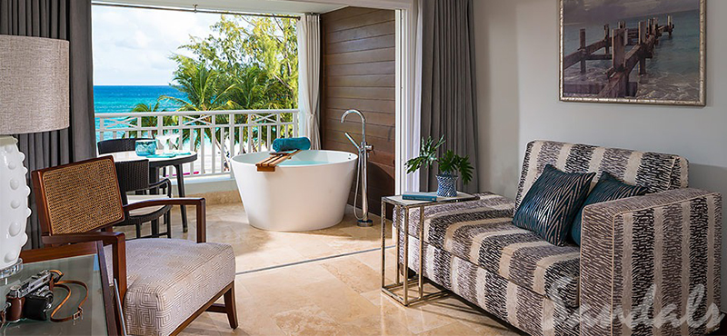 luxury Barbados holiday Packages Sandals Barbados Beachfront Club Level Suite With Balcony Tranquility Soaking Tub 3