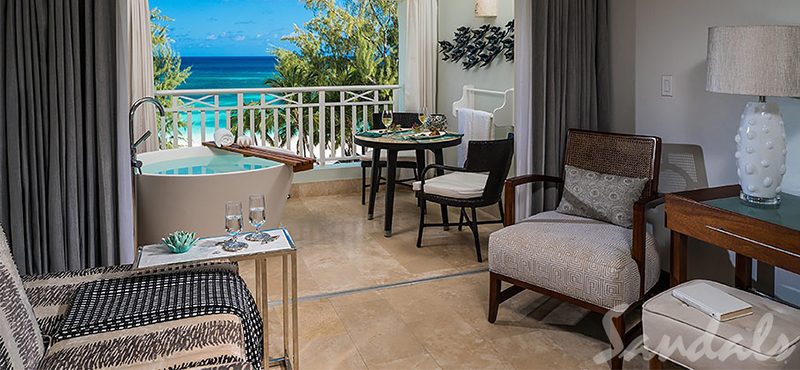 luxury Barbados holiday Packages Sandals Barbados Beachfront Penthouse Club Level Suite With Balcony Tranquility Soaking Tub 2