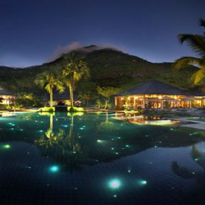 Hilton Seychelles Labriz Luxury Seychelles Holiday Packages Hilton Seychelles Labriz Resort And Spa Pool At Night