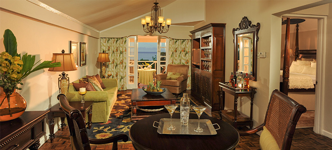Living Room - Great House One Bedroom Butler Suite - Sandals Ochio Rios Jamaica