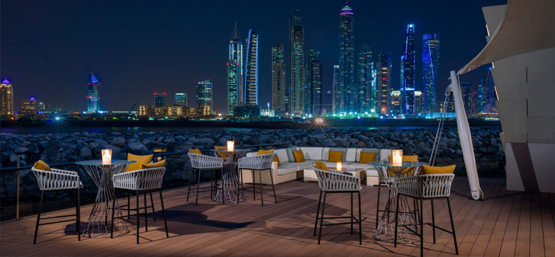 Luxury Dubai Holiday Packages One&Only The Palm 101 Dining, Lounge And Bar Terrace Cityscape Night