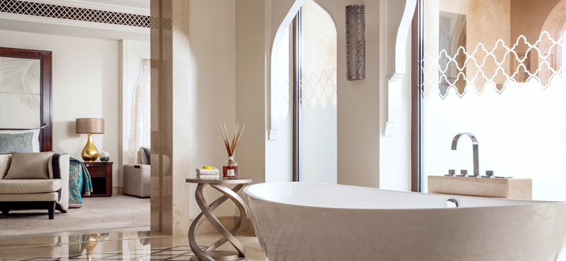 Luxury Dubai Holiday Packages One&Only The Palm Palm Beach Junior Suite With Pool Bedroom And Bathroom