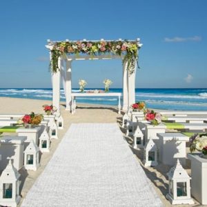 Luxury Mexico Holiday Packages Secrets The Vine Cancun White Green Beach Wedding Setup