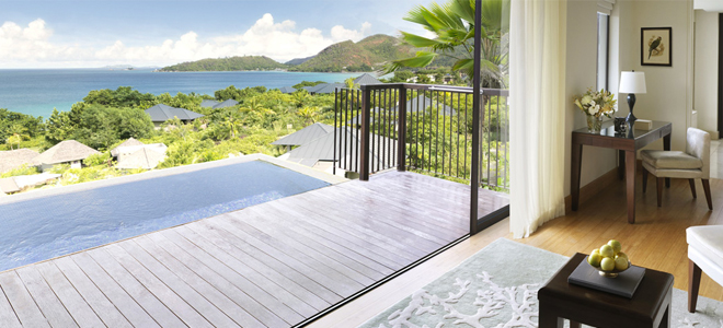 Luxury Seychelles Holiday Packages Raffles Seychelles Ocean View Pool Villa Terrace