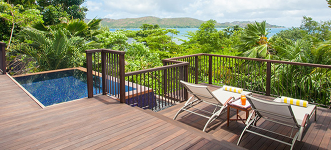Luxury Seychelles Holiday Packages Raffles Seychelles Partial Ocean View Pool Villa Balcony