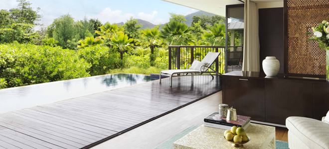 Luxury Seychelles Holiday Packages Raffles Seychelles Two Bedroom Beachfront Villa Living Room View