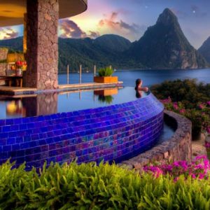 Luxury St Lucia Holiday Packages Jade Mountain Villa With Pool At Night