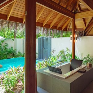 luxury Maldives holiday Packages Huvafen Fushi Maldives Deluxe Beach Bungalow With Pool