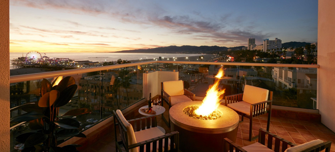 Palm Suite Patio with fire pit - Loews Santa Monica - Luxury Los Angeles Holidays