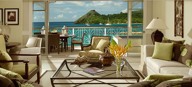 The Landings hotel St Lucia - 1 Bedroom Beach Front Suite Balcony