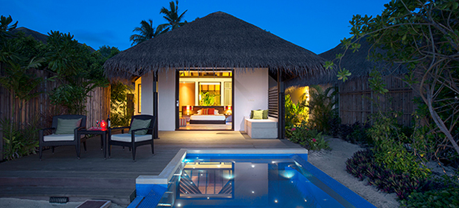 Velassaru Maldives - Beach Villa with Pool - Pool at night