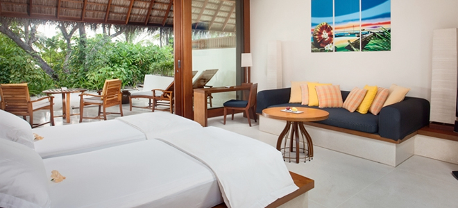 conrad maldives - beach villa bedroom