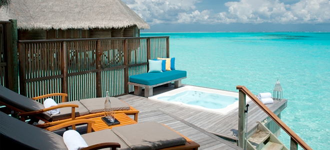 conrad maldives - family water villa terrace