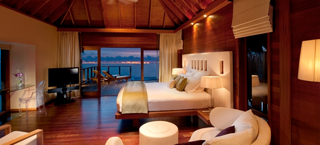 conrad maldives - water villa bedroom
