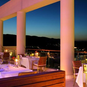 lindos blu hotel - greece honeymoon packages - night dinner view