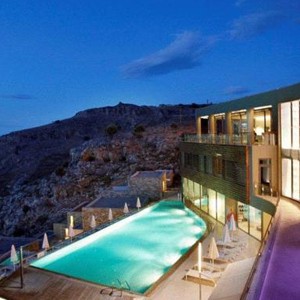 lindos blu hotel - greece honeymoon packages - night ocean view