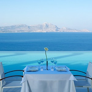 lindos blu hotel - greece honeymoon packages - romantic dinner