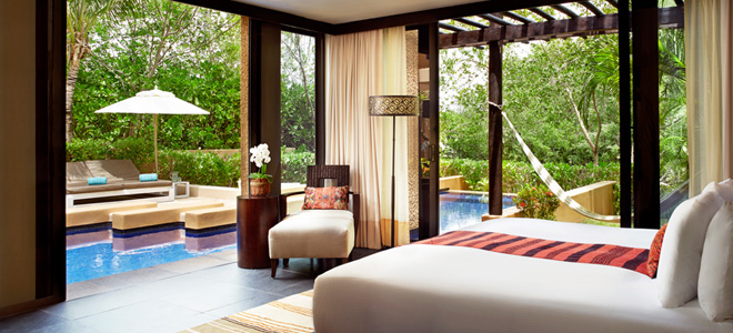 spa pool villa - banyan tree mayakoba - bedroom