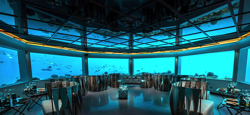 Ozen By Atmosphere At Maadhoo Island Luxury Maldives Honeymoon Packages M6m Underwater Restaurant
