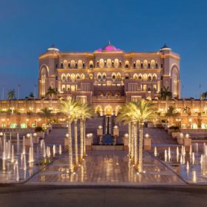 Exterior Fountains At Night Emirates Palace Abu Dhabi Abu Dhabi Holidays