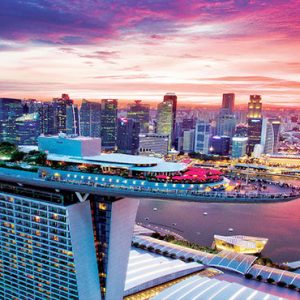 Marina Bay Sands Luxury Sinagpore Holiday Packages Aerial View At Sunset