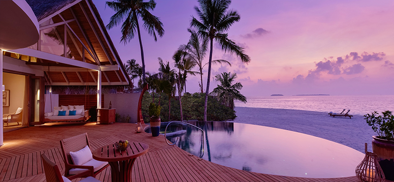 Milaidhoo Island Maldives Luxury Maldives Honeymoon Packages Beach Residence Pool Deck At Night