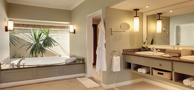 Outrigger Mauritius Beach Resort Luxury Mauritius Honeymoon Packages Ocean View Bathroom