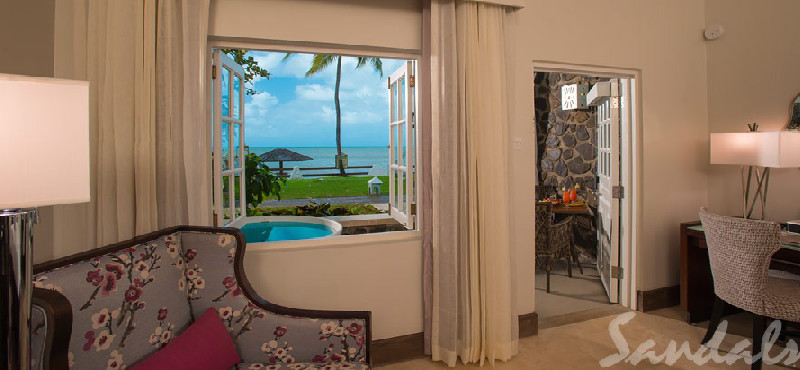 St Lucia Holiday Packages Sandals Halcyon Beach Beachfront Club Level Walkout Room W Patio Tranquility Soaking Tub2