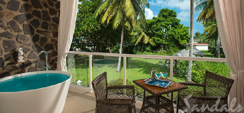 St Lucia Holiday Packages Sandals Halcyon Beach Grand Luxe Club Level Room W Balcony Tranquility Soaking Tub2