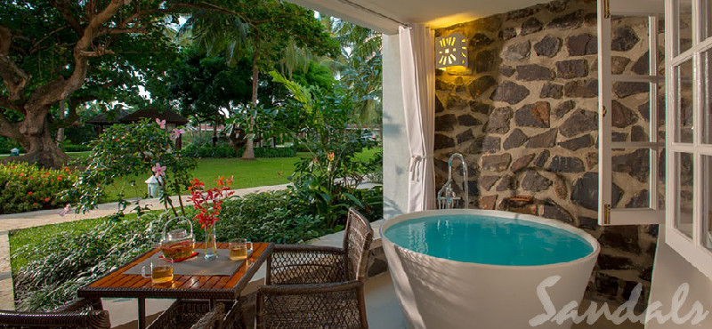 St Lucia Holiday Packages Sandals Halcyon Beach Grand Luxe Club Level Walkout Room W Patio Tranquility Soaking Tub3
