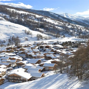 Pragelato Vialetta - Luxury Italy Holiday Packages - aerial view in snow