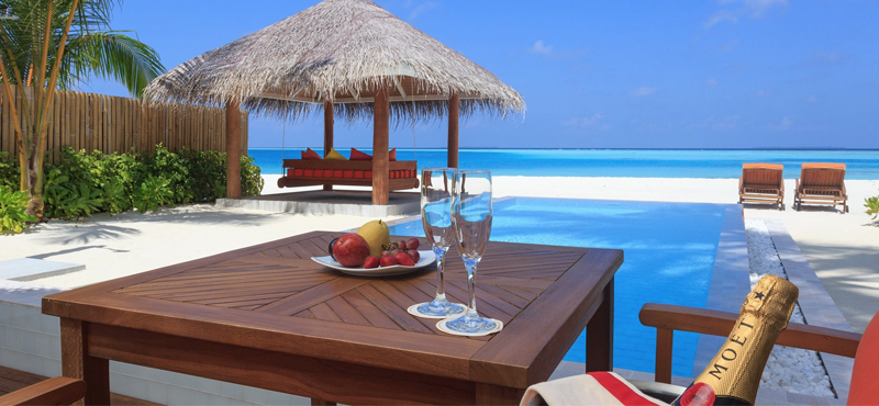 Deluxe Beach Villa With Pool 4 - Luxury Maldives holiday Packages - aerial view