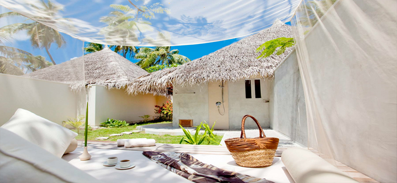 Kuramathi Maldives Luxury Maldives Holiday Packages Deluxe Beach Villa With Jacuzzi Outdoor Day Bed