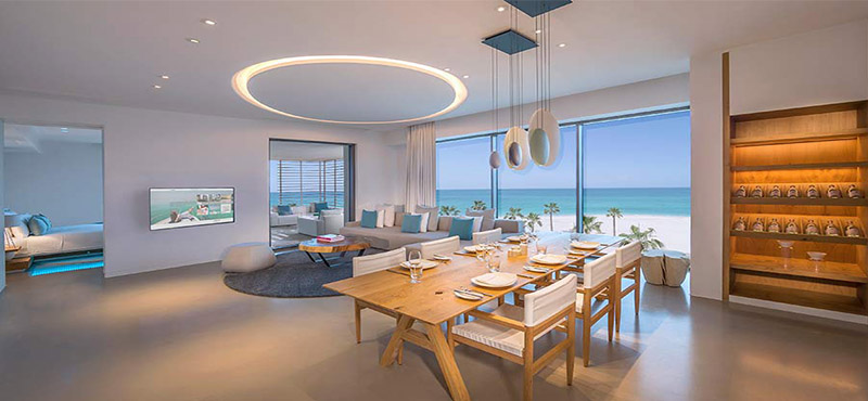 Nikki Beach Resort And Spa Luxury Dubai holiday Packages Luux Suite Living And Dining