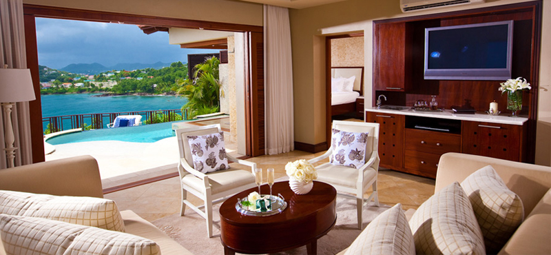 4 Sunset Oceanview Bluff Millionaire Butler Villa Suite With Private Pool Sanctuary Sandals Regency La Toc Luxury St Lucia holiday packages