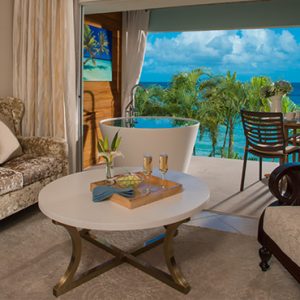 Emerald Beachfront Club Level Junior Suite W Balcony Tranquility Soaking Tub Sandals Regency La Toc Luxury St Lucia holiday packages