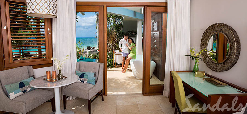 Luxury Jamaica Holiday Packages Sandals Negril Caribbean Beachfront Walkout Grande Luxe Club Level Room W Patio Tranquility Soaking Tub 5