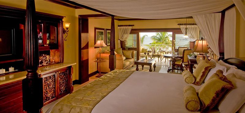 Luxury Jamaica Holiday Packages Sandals Negril Crystal Lagoon Honeymoon Beachfront Penthouse One Bedroom Butler Suite Bedroom