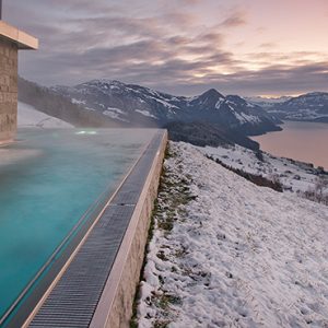 Luxury Switzerland Holiday Packages Hotel Villa Honegg Outdoor Pool At Winter