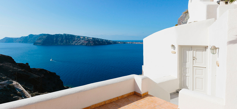 Luxury Greece Holiday Packages Oia Mare Villas Cave Standard Studio Balcony 2