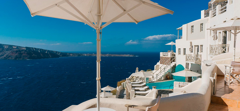 Luxury Greece Holiday Packages Oia Mare Villas Cave Suite Balcony View
