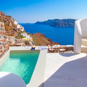 Luxury Greece Holiday Packages Oia Mare Villas Cave Suite With Hot Tub Hot Tub View